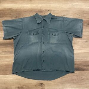 Vintage 60s Key Imperial  Green Sanfornized canvas work shirt men’s S - M